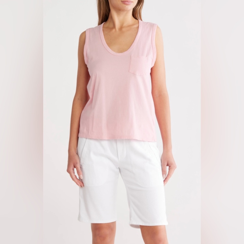 James Perse V- Neck Cotton Women’s Peony Tank Top Size 2/M NWT